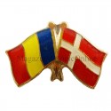  Insigna Drapel Romaniei + Danemarca PIN508