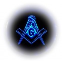 Simbol masonic echer, compas și litera G - iluminare LED