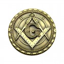 Pin masonic rotund auriu echer si compas cu litera G - PIN093