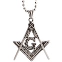 Pandantiv Masonic Argintiu - Echer si Compas cu Litera G - MM763
