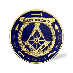 Sticker Auto - Auriu pe fond Albastru - Brotherhood