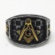 Inel masonic echer și compas cu litera „G” Shriners MM701