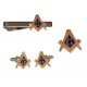 Set masonic Pin, Ac pentru Cravata si Butoni Echer si Compas cu Litera G