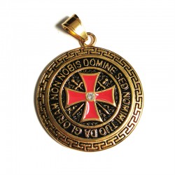 Pandantiv Auriu cu Negru - Crucea Cavalerilor Templieri - MM1003