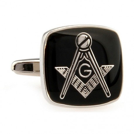 Butonic Cu Simboluri Masonice Patrati Argintii